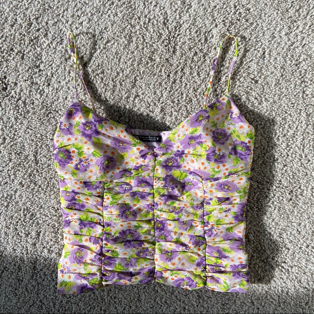 Zara purple floral tank top camisole